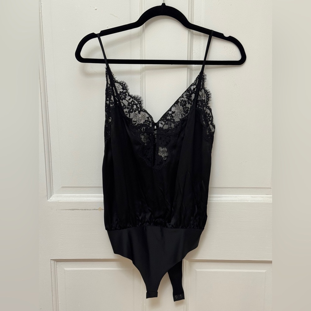 NWT - CAMI NYC Daphne Silk Bodysuit, black, size S